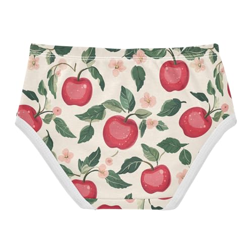 Wusikd Cute Apple Girls' Underwear Cotton Green Leaves Girls Briefs Soft Toddler Underwear 2T2