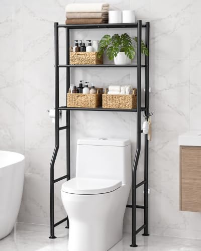 GloTika 3-Tier Over Toilet Storage Cabinet, No Drilling, 64
