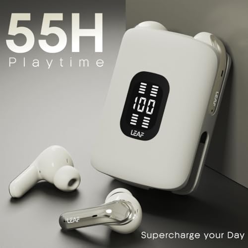 Image of Leaf Buds X714 True Wireless 4 in 1 Earbuds with ANC, AI Sound App, 70H Playtime, Active Noise Cancellation (30dB), Fast Charge(10min=5Hr), Quad Mic ENC, 13m Driver, Bluetooth v5.4 TWS (Ivory)