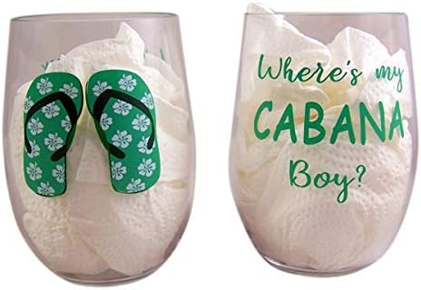 Where's My Cabana Boy Plastic Stemless Wine Glasses, Set of 2, 20 Ounces