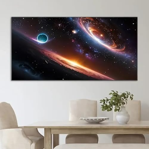 Affiches art moderne planètes cosmiques : peinture murale 90x180cm pour couloir
