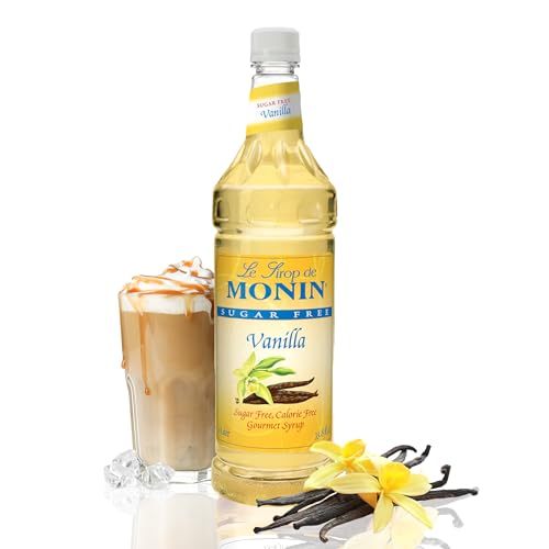 Monin - Sugar Free Vanilla Syrup | Premium Calorie-Free Syrup | Pure & Rare Madagascar Vanilla for Coffee, Lattes & More (BPA-Free Plastic Bottle, 33.8 fl oz)