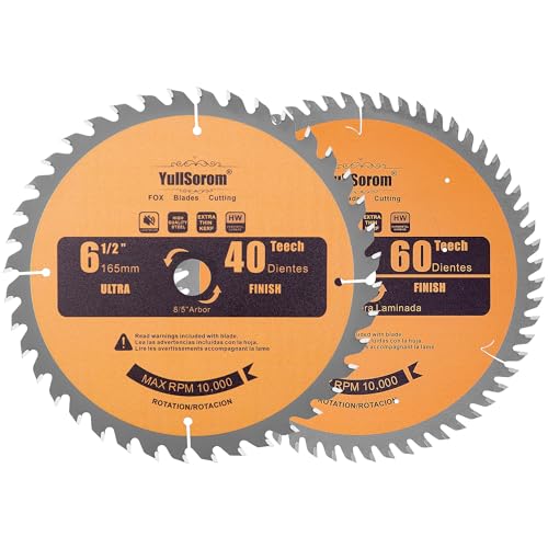 Image of 6-1 /2 inch Circular Saw Blade 40T 60T Combo Pack with 5 /8 inch Arbor,Ultra Fine Finish for Wood Cutting, Thin-Kerf (6-1 /2 Inch 60T+40T)