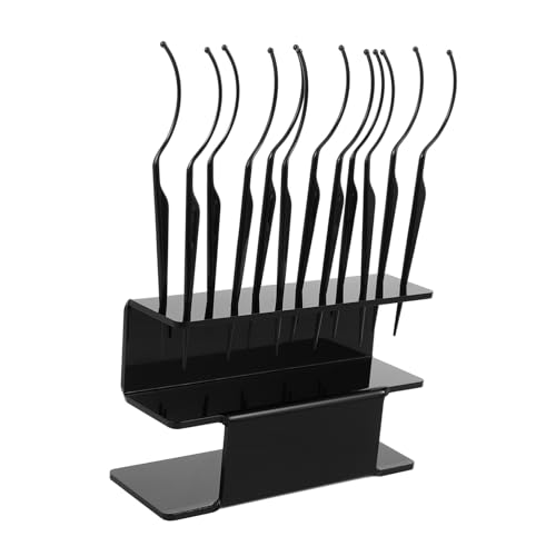 TOPBATHY Soporte Para Pestañas Postizas y Organizador De Extensiones 1 Unidad Con 12 Varillas Negras Para Almacenamiento Profesional y Exhibición Salones De Belleza