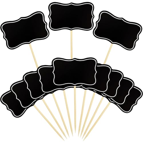HSYTEK 24 lavagnette piccoli stuzzicadenti, cartelli per scrivere, accessori buffet, bandierine per etichette per feste, prezzi, decorazioni per cupcake, sandwich, etichettati