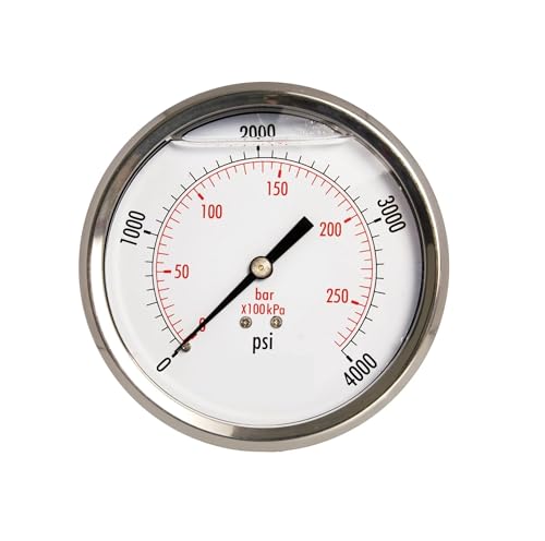 Manomètre de pression d'huile 4" avec boîtier inox et raccordement arrière 1/4" NPT