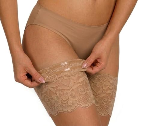 Sesto Senso Sexy Muslo Bandas de Encaje Elásticas Antirozaduras con Cuatro Tiras de Silicona Beige 60-65 M