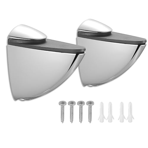 Ausi 2 Stück verstellbare Glasregalhalterungen, Halter aus Zinklegierung,...