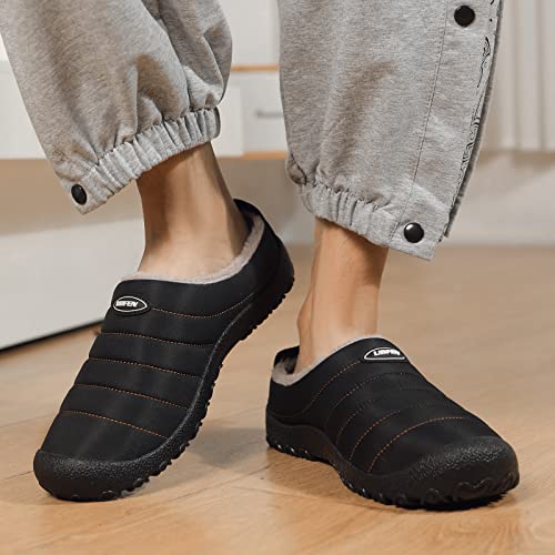 UBFEN Mens Womens Winter Warm Slippers with Fuzzy Plush Lining Slip on House Shoes Indoor Outdoor Anti-Skid Rubber Sole3