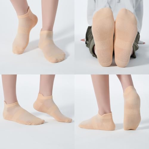 Image of ATBITER Ankle Socks Womens and Men Thin Athletic Running Low Cut No Show Socks With Heel Tab 6-12 Pairs | White Short Summer Athletic Running Yoga Pilates Workout Sneaker Socks Lightweight Non Slip Size 7-9 9-11