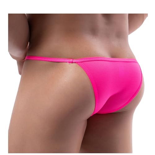 ZC8bdbd Mens Sexy Thongs Briefs Pouch Underwear Low Rise Mesh Breathable G String T-Back Bikini Underpants，Rose Red