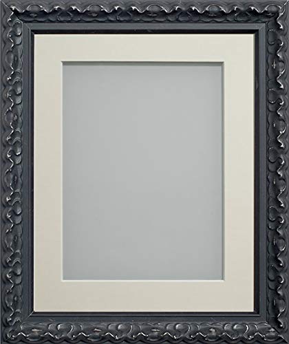 Frame Company Charleston Range Black 16x12 inch Frame With Ivory Mount for Image 14x10 inch *Choice of Sizes* Fitted with Real Glass — image 1