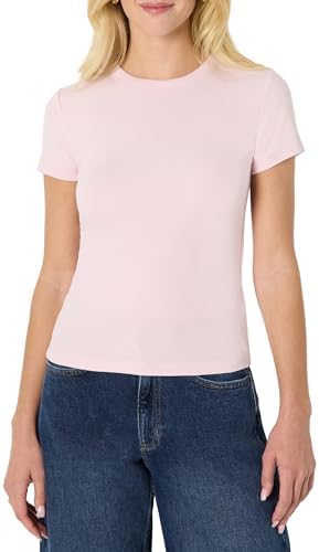 Amazon Essentials T-shirt a Maniche Corte a Costine, Elasticizzata