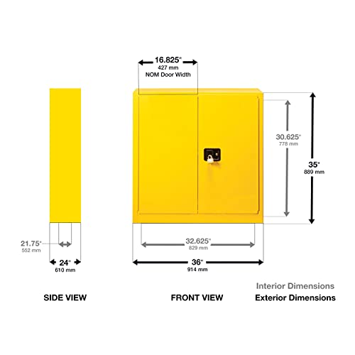 Image of Justrite Acid Corrosive Storage Cabinet - 30 Gallon 2 Door Manual Close Chemical Storage Cabinet with Removable Polyethelene Trays - 24 inch x 35 inch x 36 inch - Made in The USA - Light Blue - 893302