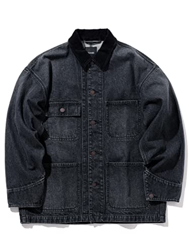 (ビームス)BEAMS / ブルゾン ルーズフィット カバーオール ジャケット メンズ BLACK(USED) XL