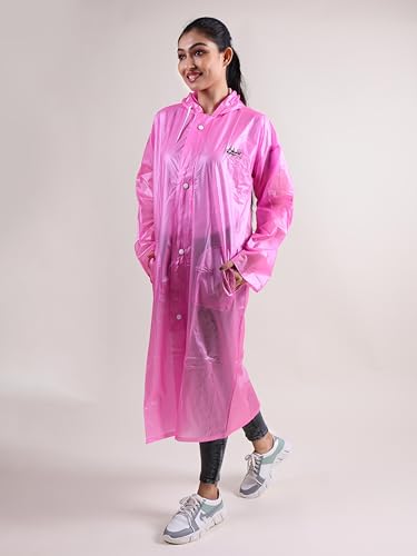 Image of Rupa Rainsuit Women Waterproof PVC Raincoat with Hood & Carry Bag | Lightweight Rainwear for Women with Front Zip | Solid Color | Standard Length | Pack of 1