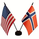 US American & Norway Friendship Table Flag Display, American & Norway Table Flag, USA & Norwegian Tw