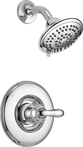Delta Faucet Linden 14 Series Single-Function Shower Faucet Set, 5-Spray Touch-Clean Shower Head, Chrome Shower Faucet, Delta Shower Trim Kit, Chrome T14294 (Valve Not Included)