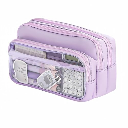 Image of U & U UNIQUE UTILITIES Pencil Pouch for Girls Aesthetic | Large Capacity Pencil Case | Cute Pouches for School Girls | Pouch for Stationery (Lavender)