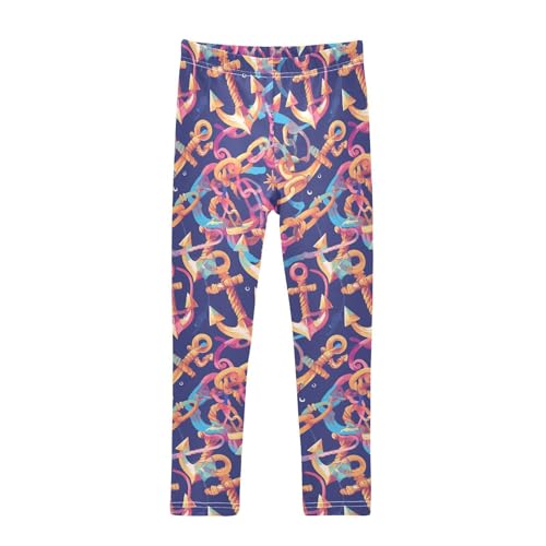 KLL Ocean Themed Simple Anchors Toddler Baby Girl Athletic Leggings Stretchy High Waisted Pants Gym