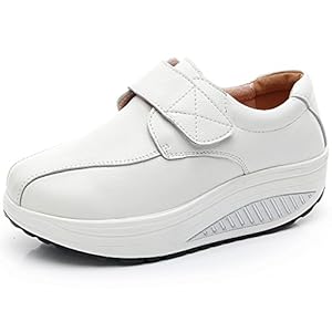 rismart Dames Wedge Hook-and–Loop Comfy Leuke Lederen Trainers Schoenen