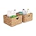 Seville Classics Premium Natural Handwoven Portable Laundry Bin Basket with Carrying Handles, Household Storage for Clothes, Linens, Sheets, Toys, Natural Water Hyacinth, Rectangular (2-Pack)