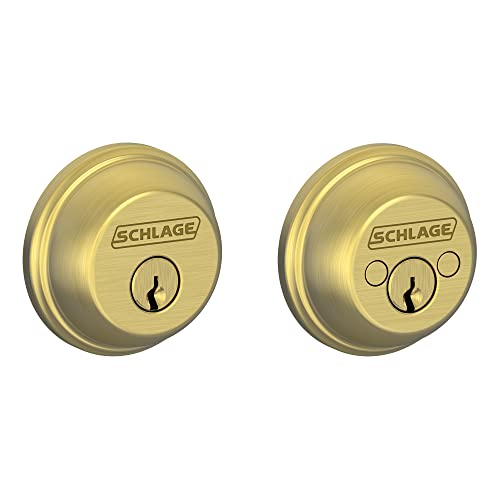 Schlage B62N608 Deadbolt with Standard Trim Keyed 2 Sides, Highest Residential Security, Double Cylinder, Satin Brass