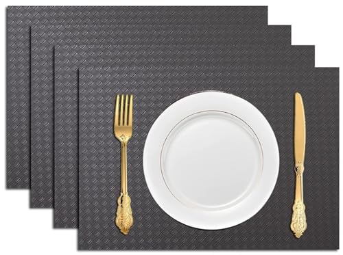 Sets de table tissés à la main en similicuir imperméable lot de 4