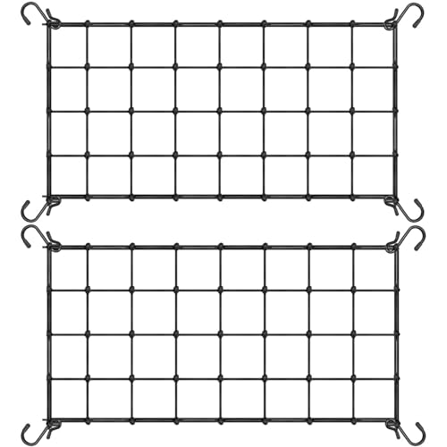 2x4 Ft Elastic Plant Trellis Net - 2-Pack Heavy Duty Garden Support Net with 4 Hooks for Grow Tents Climbing Vegetables Fruits & Flowers (Black)