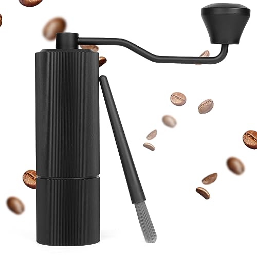 Dreamhigh® Kaffeemühle Manuell, Edelstahl Coffee Grinder Manual, Upgrade Integrierte Ganzmetallgehäuse, Handkaffeemühle m 