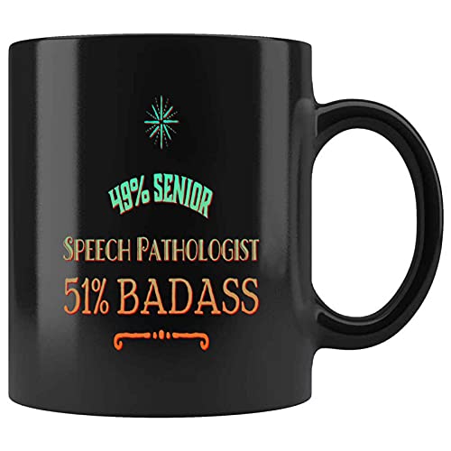 Divertido 49 Discurso Senior Patólogo 51 Raach Presente Para Cumpleaños, Aniversario, Día Nacional De Oración 11 Oz Taza Negra Del Oz Cover