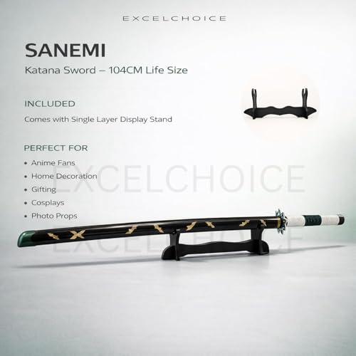 Image of Wooden Sword /Katana Toy Life Size Nichirin 104CM Bamboo Wood Sanemi Katana Toy