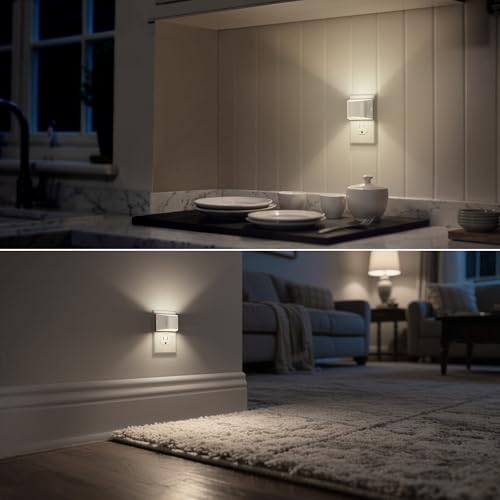 Image of DORESshop LED Night Light[4 Pack], Night Lights Plug into Wall, 3 Level Brightness Adjustable Plug in Night Light, Dusk to Dawn Sensor Nightlights for Adults,Bedroom,Bathroom,Hallway, 5000K