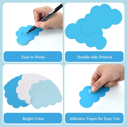 Image of Vuzvuv Blue White Cloud Cutouts Paper for Bulletin Board Decorations