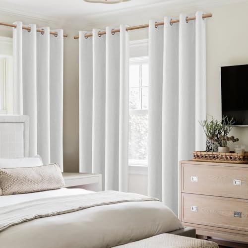 HOMEIDEAS Ivory Linen Blackout Curtains 84 Inches Long 2 Panels 100% Black Out Curtains for Living Room Bedroom, Thermal Insulated Room Darkening Window Curtains Drapes by HOMEIDEAS - Used condition - Image 8