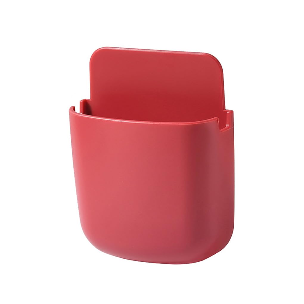 WOVEBIUS Remote Control Wall Holder with Charging Hole Home Hotel Controller ABS Plastic Puncture-free Organizer Box Adhesive Case Red