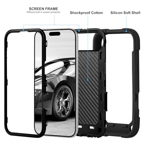 Image of MARKILL Compatible with iPhone with Built-in 360Rotating Ring Stand, Military Grade Drop Protection Full Body Rugged Heavy Duty Case Durable Cover (Black, iPhone Air)