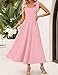 ZESICA Women's Summer Spaghetti Strap Maxi Dress 2026 Tie Shoulder Square Neck Flowy Wedding Guest Party Beach Long Dresses,Pink,Small