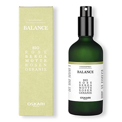 Oskari Berlin BALANCE 100ml Kissenspray zum Einschlafen Kopfkissen Spray Schlaf Spray mit Bergamotte Rosengeranie fördert regenerierenden Schlaf Kopfkissenspray Deep Sleep Spray Made in Germany Cover