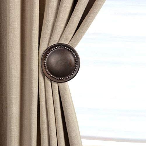 Deco Window 2 Pcs Curtain Holdback for Curtains Wall Mounted Metal Drapery Hook for Door Window Treatment-Spin Medallion(Brown)