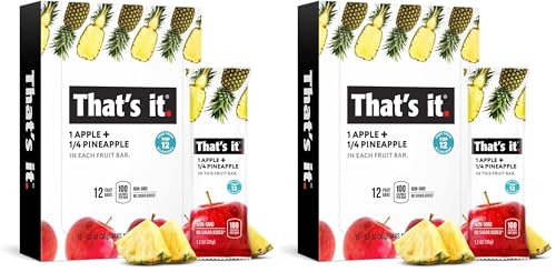 That's it. Apple + Pineapple 100% Natural Real Fruit Bar, Best High Fiber Vegan, Gluten Free Healthy Snack, Paleo for Children &amp; Adults, Non GMO No Added Sugar, No Preservatives Energy (Pack of 2)