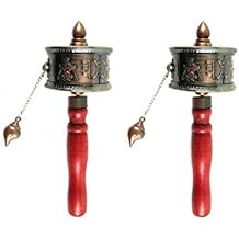 DMtse 2 X Buddhist Functioning Mini Handheld Prayer Wheel with Scroll