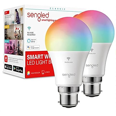 Sengled Smart Bulb B22 Multicolor RGBW, Alexa Light Bulb Bayonet, WiFi Bulb That Works with Alexa Google Home Assistant IFTTT, Dimmable LED Bulb, Remote Control, Smart Light Bulb 7.8W, 806LM, 2 Pack Cover