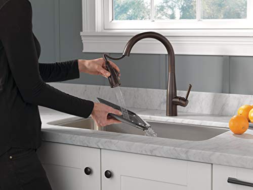 Image of Delta Essa Oil Rubbed Bronze Kitchen Faucet with Pull Down Sprayer, Modern Single Hole Kitchen Sink Faucet, Single Handle, Venetian Bronze 9113-RB-DST