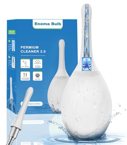 Image of Enemas Anal Douches Anti Backflow-Douche Bulb and Anal Enema System for Men & Women，Shower-Compatible Douche for Men, 7-Spout Nozzle for Cleansing，Easy to Use & Travel Friendly,White