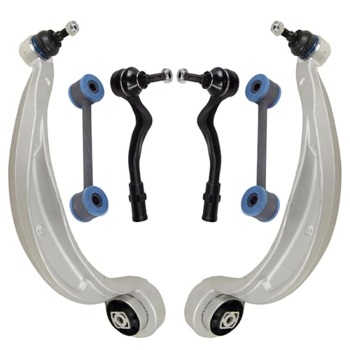 Image of Detroit Axle - Front 6pc End Control Arms Suspension Kit for Audi A4 A5 Quattro Q5 S5 S4, 2 Lower Rearward Control Arms with Ball Joint 2 Outer Tie Rod Ends 2 Sway Bar End Links Replacement