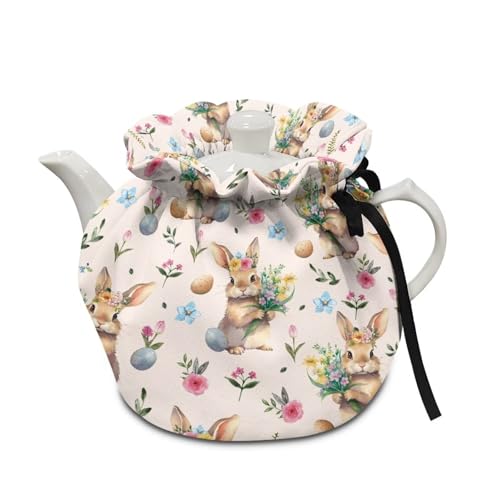 Image of Easter Tea Pot Cover Keep Tea Warm Bunny Insulation Teapot Cozies Machine Washable Kettle Cover Breakfast Warmer Home Decor for Kitchen Tea Party Table Decor