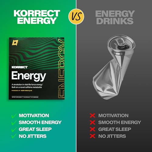 Image of Korrect Energy Paraxanthine Capsules, Caffeine Alternative, 30 Ct | Energy Supplement Supporting Focus, Mental Clarity, Sustained Energy, Caffeine Alternative, Vegan, Gluten Free, Non-GMO