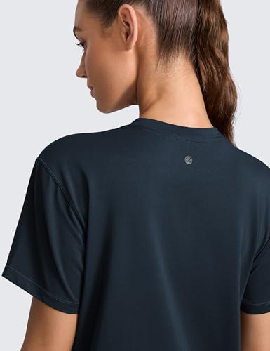 CRZ YOGA Cotton-Blend Workout Tops for Women Breathable Gym Athletic Short Sleeve Shirts Quick Dry Casual Basic T-Shirt4