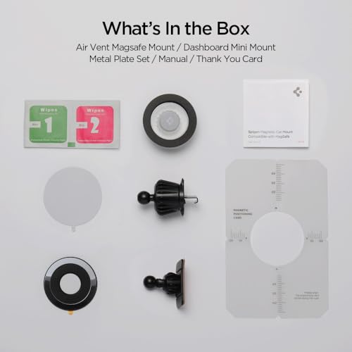 Image of Spigen Magnetic Air Vent Car Mobile Holder, Super Strong Magnet, (Magnetic Ring & Extra Mini Dashboard Mount Included) for iPhone 17 /16 /15 /13 /12, Samsung Galaxy Series & More (MFT13) - Blue